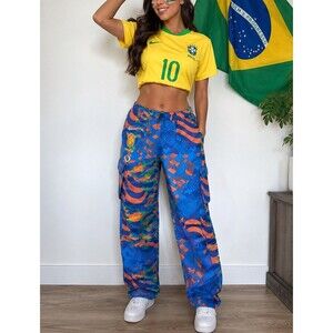 Nike Brazil CBF Cargo Pants Womens Medium HF5140-458 Blue Soccer NWT Rare